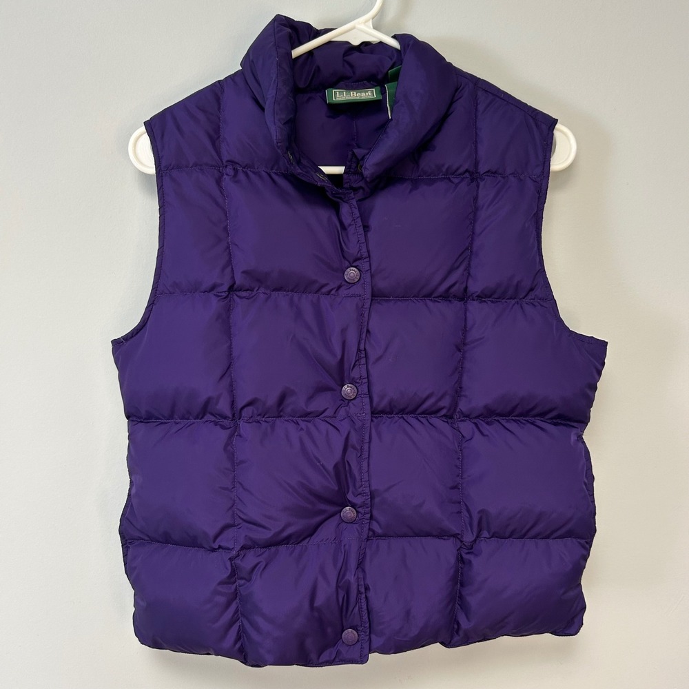 Vintage L.L. Bean Goose Down Puffer Vest Women Siz Small Purple Gorpcore Outdoor